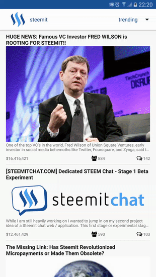 Animated Steemit App Screenshot