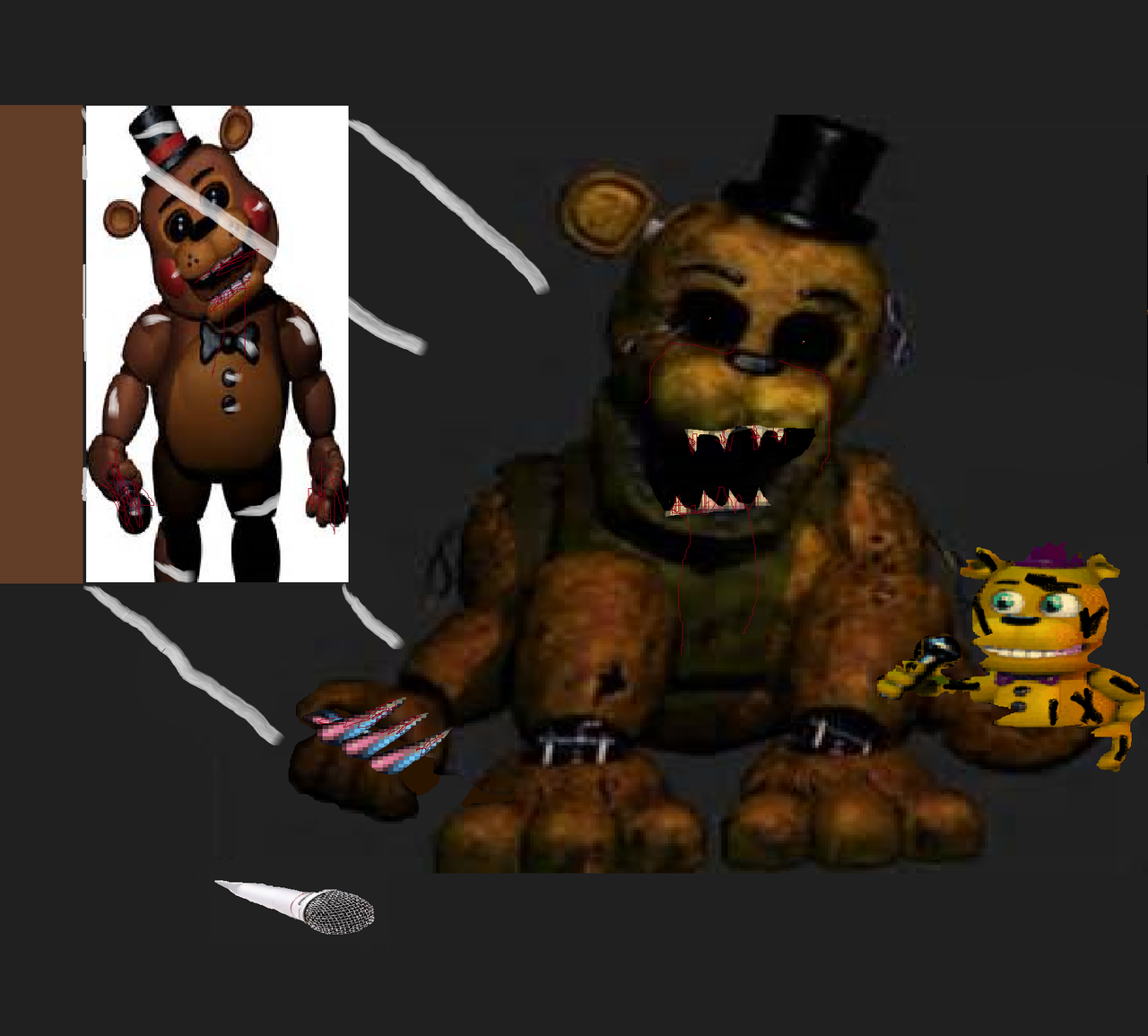 Editando y diseñando a Mangle,toy chica,foxy,pluhtrap,toy bonnie,nightmare,golden  freddy y unwrited fredbear. | PeakD