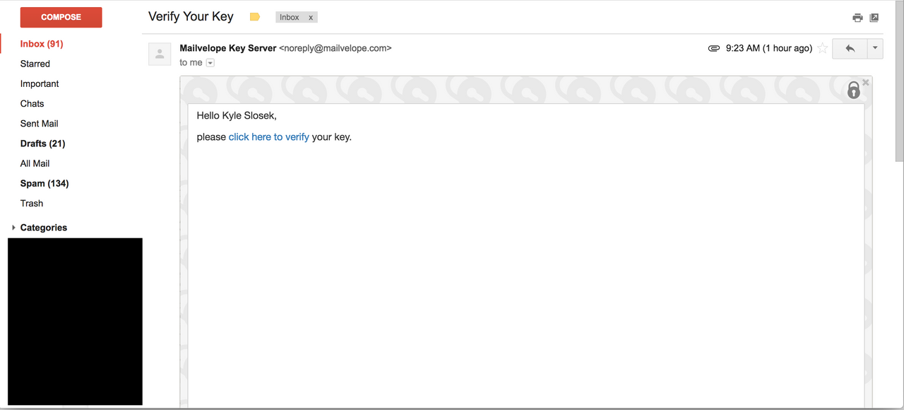 Decrypted PGP message displayed in gmail