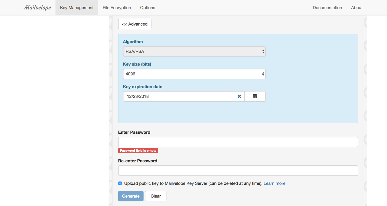 An optional step using the advanced button