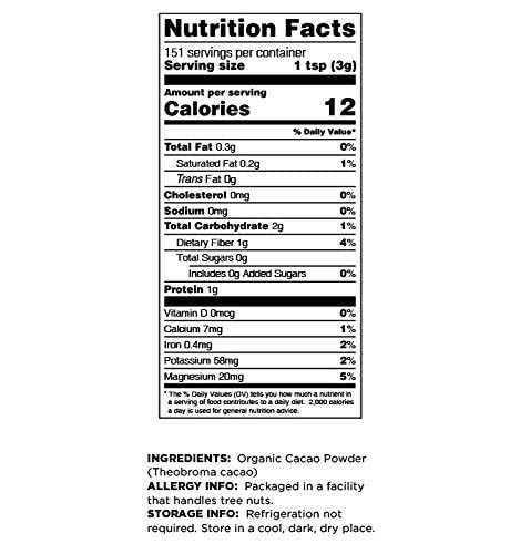 3 Terrasoul Superfoods Organic Cacao Powder 3lb Bundle (3-1lb Resealable Packages)