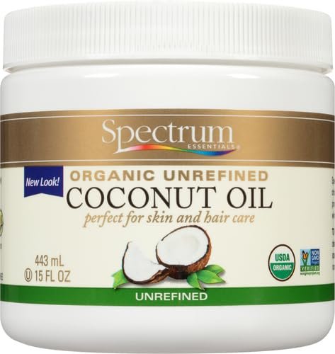 1 Spectrum Essentials Organic Virgin Coconut Oil, Unrefined, 15 Oz (Packaging May Vary)