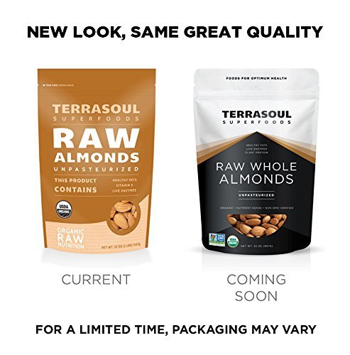 4 Terrasoul Superfoods Raw Unpasteurized Organic Almonds (Sproutable), 1 Pound