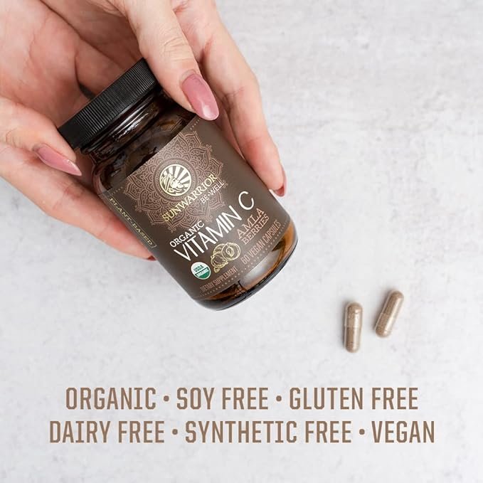 5 Sunwarrior Organic Vitamin C | Vitamin Supplement for Natural Vitamin C Sugar Free | Vitamin C Capsule 60ct (30 Servings) Be Well Line