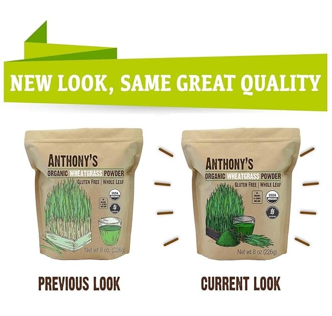 4 Anthony's Organic Wheatgrass Powder, 8 oz, Grown in USA, Whole Leaf, Gluten Free, Non GMO