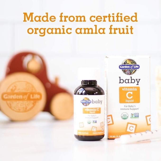 2 Garden of Life Baby Vitamin C Drops for Infants and Toddlers, Organic Whole Food Liquid Vitamin C 45mg Immune Support for Babies from Amla Fruit, Citrus Flavor, Vegan & Gluten Free, 56 mL (1.9 fl oz)