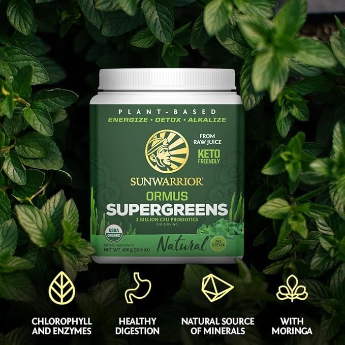 3 SUNWARRIOR Organic Ormus Supergreens Natural, 8 OZ