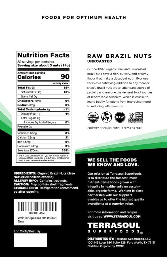 1 Terrasoul Superfoods Organic Brazil Nuts, 1 Lb - Raw | Unsalted | Rich in Selenium