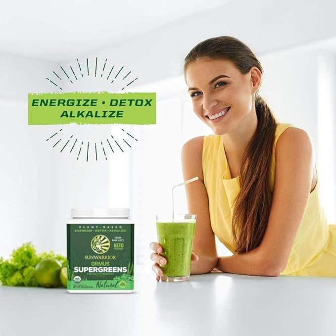 1 Sunwarrior Vegan Organic Greens Probiotic Powder | 2 Billion CFU Probiotics Organic Raw Juice Soy Free Gluten Free Dairy Free Sugar Free Kosher | Natural 90 Servings | Ormus Supergreens