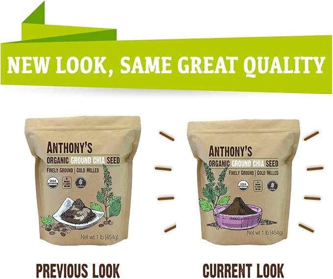 1 Anthony's Organic Ground Chia Seed, 1 lb, Finely Ground, Cold Milled, Gluten Free, Non GMO