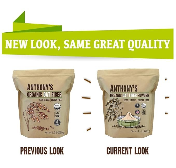 2 Anthony's Organic Oat Fiber, 1.5 lb, Gluten Free, Non GMO, Keto Friendly, Product of USA