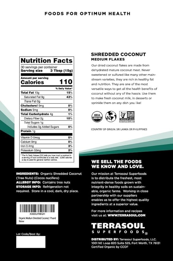 1 Terrasoul Superfoods Organic Coconut Flakes, 1 Lb - Medium Flakes | Unsweetened | Perfect for Baking