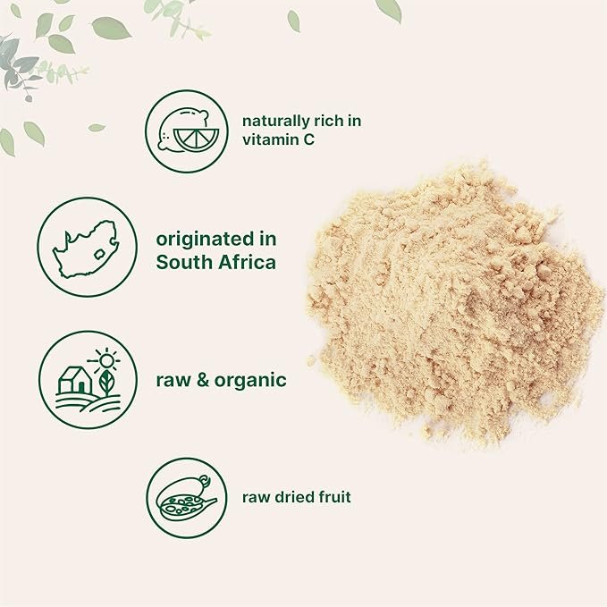 2 Organic Baobab Powder, 12 Ounce, Rich in Immune Vitamin C, Natural Antioxidant, Flavonoids and Fatty Acid, Enhance Energy and Immune System, South Africa Origin, Non-GMO and Vegan Friendly