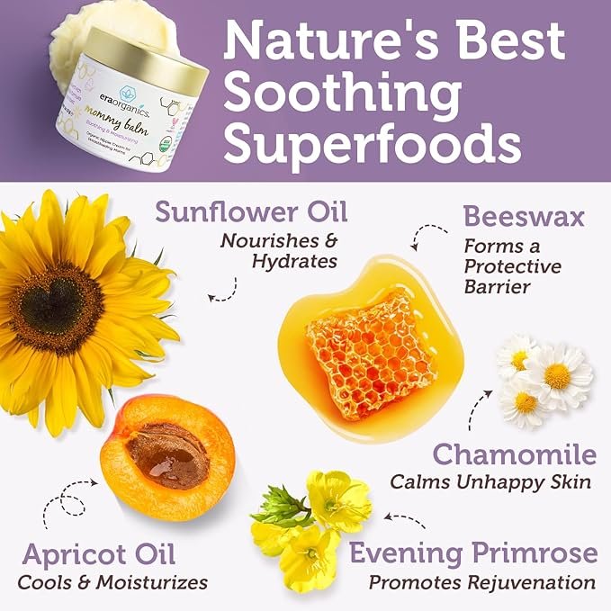 1 Era Organics Soothing Nipple Butter Breastfeeding Cream - Calming and Moisturizing for Chapped, Sensitive Skin - USDA Organic Nipple Cream For Breastfeeding - Baby Friendly Organic Nipple Balm