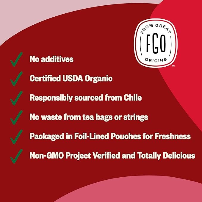 2 FGO Organic Rosehips Loose Tea, Resealable Kraft Bag, 16oz, Packaging May Vary (Pack of 1)