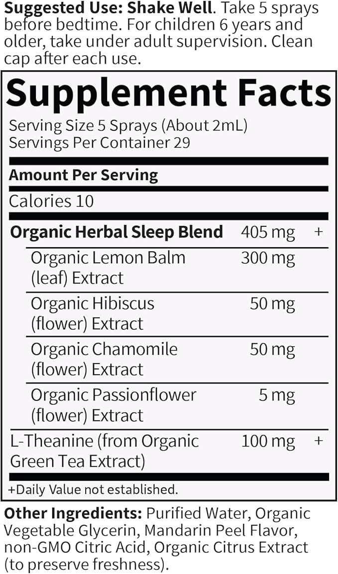 5 Garden of Life Organics Sleep Well R&R Spray (58 mL) Liquid - Relax & Rest, Green Tea Extract L-Theanine, Chamomile, Lemon Balm - Non-GMO Vegan & Gluten Free Herbal Supplements, 2 Fl Oz