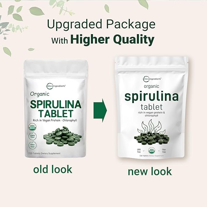 3 Micro Ingredients Organic Spirulina Supplement, 3000MG Per Serving, 720 Tablets (4 Month Supply), No Filler & Non-GMO, Rich in Vegan Protein, Vitamins & Prebiotics, Premium Spirulina Pills