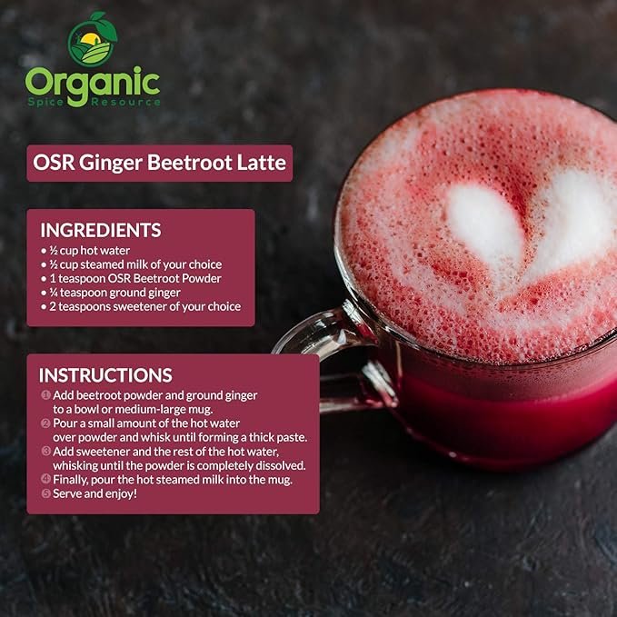 4 Organic Beet Root Powder | 8 oz or 226g | USDA Organic Approved, Raw and Non GMO | Nitric Oxide Booster, Increases Stamina and Circulation | Vegan | 100% Raw from India, by SHOPOSR(8oz)