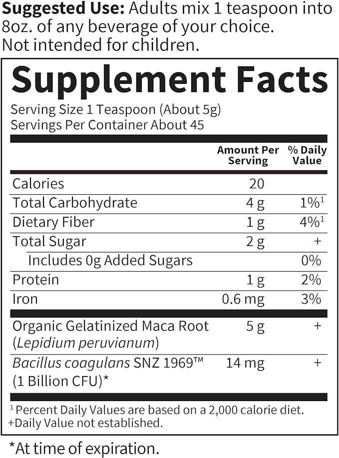 5 Garden of Life Organics Fair Trade Gelatinized Peruvian Maca Root Energy Boost 7.93 oz (225g) Powder with Probiotics, Certified Organic, Non-GMO, Vegan & Gluten Free Herbal Supplements