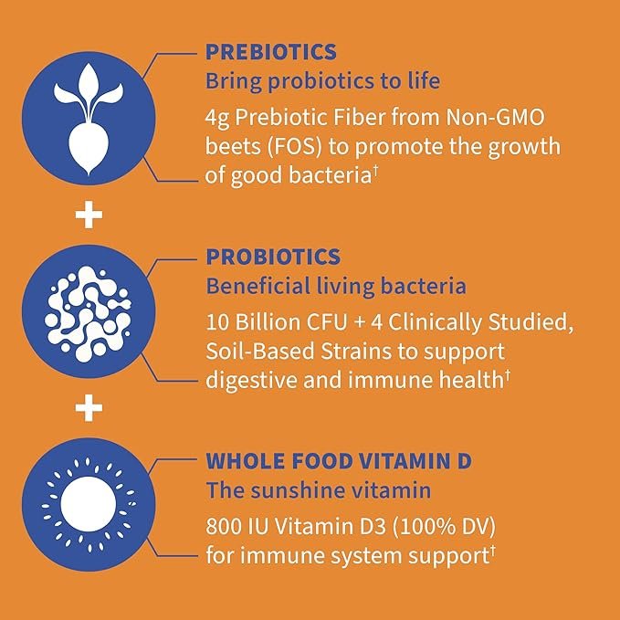 2 Garden of Life Dr Formulated 10 Billion CFU Prebiotic Fiber & Probiotic Gummies with Vitamin D3 for Digestive and Immune Health – Gluten Free, Non GMO, No Added Sugar, Orange Dream Flavor, 60 Gummies