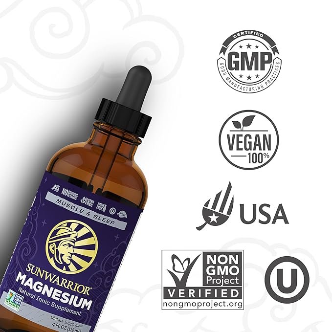 2 Sunwarrior Magnesium Mineral Supplement Natural Ionic Liquid Supplement Drink Additive | Features Trace Minerals to Support Brain Heart & Muscle (4 FL Oz) 28 Servings
