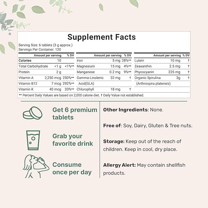 2 Micro Ingredients Organic Spirulina Supplement, 3000MG Per Serving, 720 Tablets (4 Month Supply), No Filler & Non-GMO, Rich in Vegan Protein, Vitamins & Prebiotics, Premium Spirulina Pills