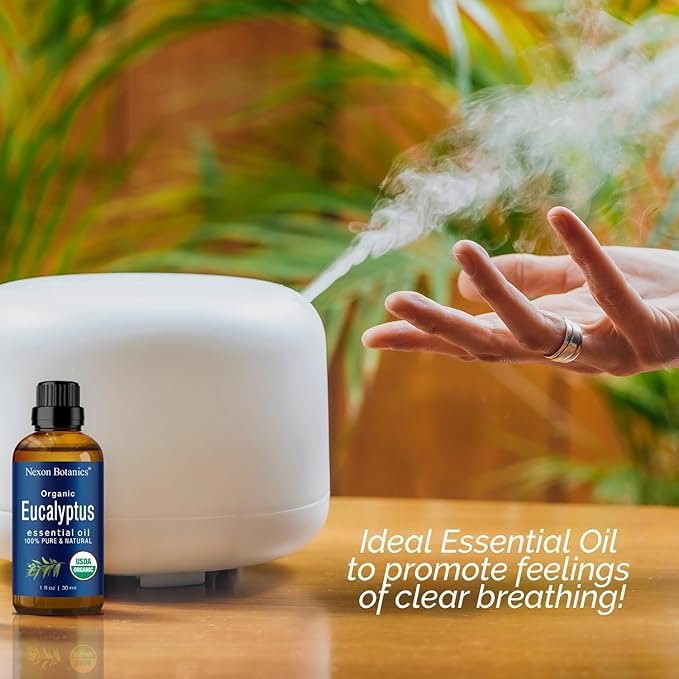 4 Organic Eucalyptus Essential Oil 30 ml - Pure Eucalyptus Essential Oil for Diffuser - Eucalyptus Oil Essential Oil for Sauna - Essential Oils Eucalyptus - Aceite de Eucalipto - Nexon Botanics