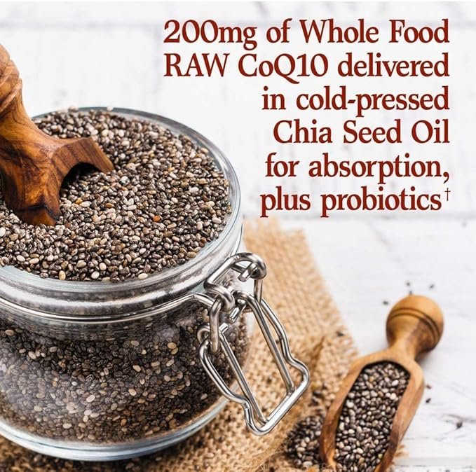2 Garden of Life Vegetarian Omega 3 6 9 Supplement - Raw CoQ10 Chia Seed Oil Whole Food Nutrition with Antioxidant Support, 60 Capsules