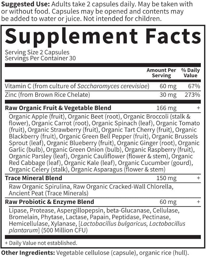 3 Garden of Life Zinc Supplements 30mg High Potency Raw Zinc and Vitamin C Multimineral Supplement, Vitamin Code Vitamins Trace Minerals & Probiotics for Skin Health & Immune Support, 60 Vegan Capsules