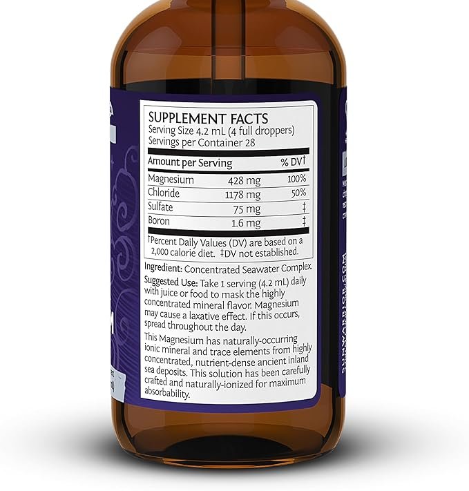 1 Sunwarrior Magnesium Mineral Supplement Natural Ionic Liquid Supplement Drink Additive | Features Trace Minerals to Support Brain Heart & Muscle (4 FL Oz) 28 Servings