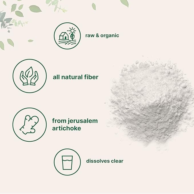 4 Organic Inulin FOS Powder (Jerusalem Artichoke), 2.2 Pounds (35 Ounce), Quick Water Soluble, Prebiotic Intestinal Support for Colon and Gut Health, Natural Fibers for Smoothie & Drinks, Vegan Friendly