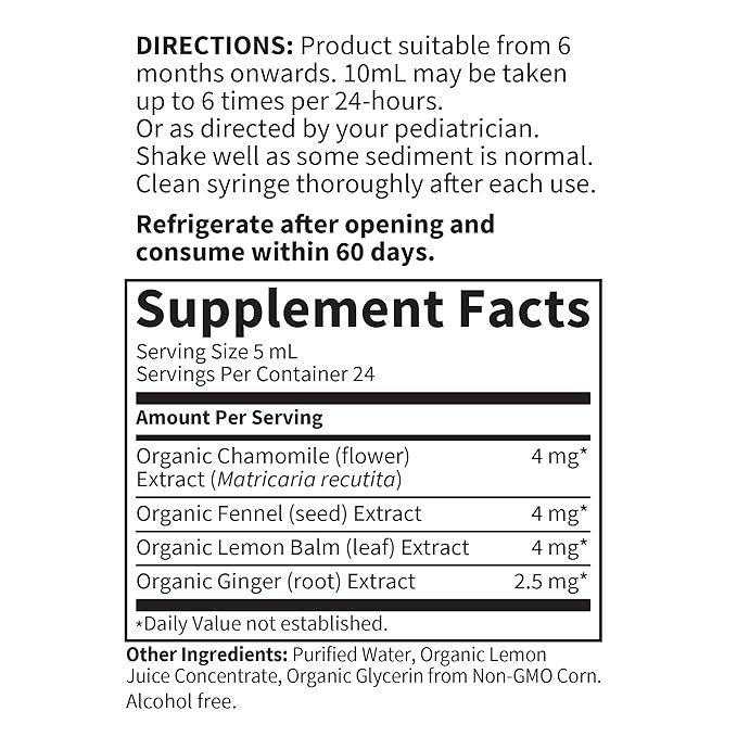 4 Garden of Life Baby Organic Gripe Water for Infants & Babies Nighttime or Daytime Colic, Gas & Stomach Discomfort, Herbal Remedy for Newborn Baby with Chamomile, Lemon Balm & Ginger - 4 fl oz Liquid