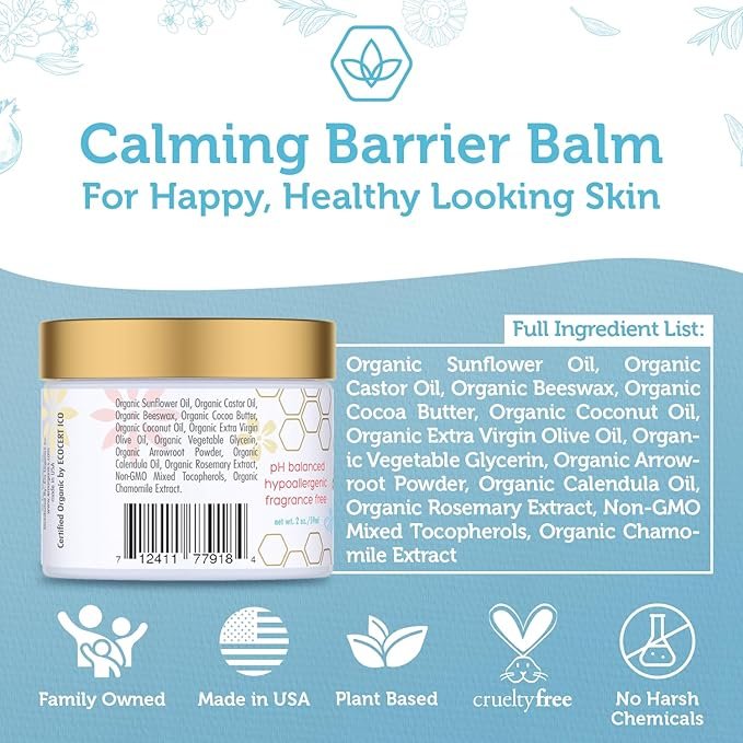 5 Era Organics Baby Diaper Balm - Extra Soothing and Nourishing USDA Organic Diaper Cream for Dry, Sensitive Skin. All Natural Baby Balm to Help Excess Moisture, Rash and Chafing Baby Ointment