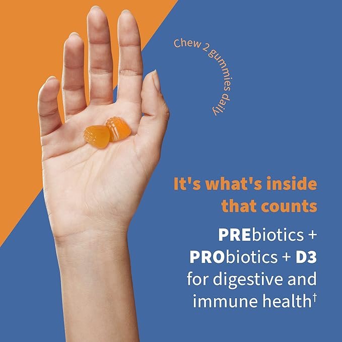 1 Garden of Life Dr Formulated 10 Billion CFU Prebiotic Fiber & Probiotic Gummies with Vitamin D3 for Digestive and Immune Health – Gluten Free, Non GMO, No Added Sugar, Orange Dream Flavor, 60 Gummies