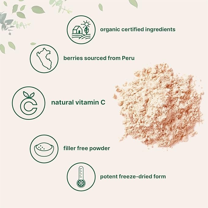 2 Organic Camu Camu Powder, 12 oz | High Natural Vitamin C Level | Fresh Freeze-Dried Berries Source | No GMOs, Vegan Friendly