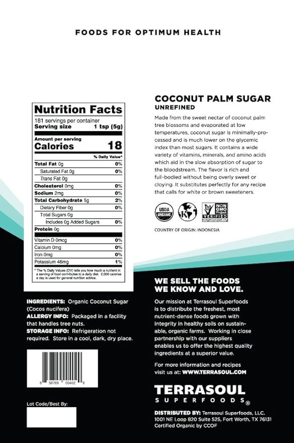 1 Terrasoul Superfoods Organic Coconut Sugar, 2 Lbs - Low Glycemic | Unrefined | Trace Minerals