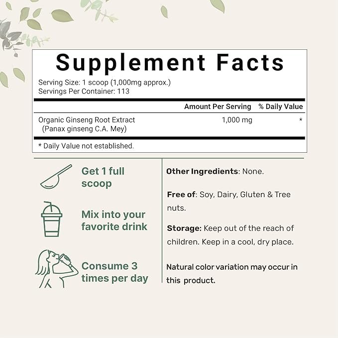 1 Micro Ingredients Maximum Strength Organic Korean Ginseng Root 200:1 Powder, 4 Ounce, Red Panax Ginseng Powder, Active Ginsenosides, Vegan Friendly