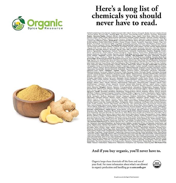 4 Organic Ginger Powder | 8 oz (226g) | USDA Organics and Non-GMO Verified Project Approved | Product of India | 100% Raw and Natural | Resealable Kraft Bag by SHOPOSR