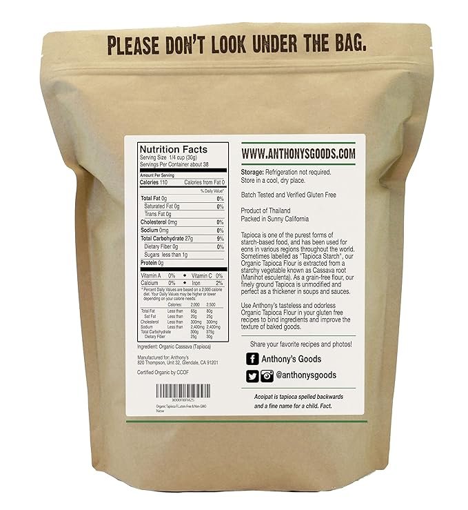 1 Anthony's Organic Tapioca Flour Starch, 2.5 lb, Gluten Free & Non GMO