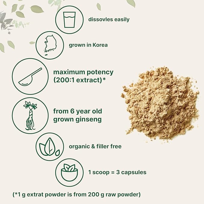 3 Micro Ingredients Maximum Strength Organic Korean Ginseng Root 200:1 Powder, 4 Ounce, Red Panax Ginseng Powder, Active Ginsenosides, Vegan Friendly