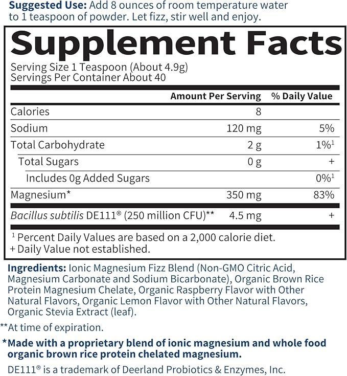 4 Garden of Life Whole Food Magnesium Powder, Raspberry Lemon - Vegan, Gluten & Sugar Free Supplement with Probiotics for Calm & Regularity