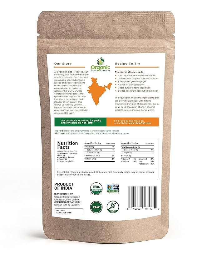 2 Organic Turmeric Powder w/Curcumin | 32 Ounce (Pack of 2) | USDA Organics and Non-GMO | 100% Raw and Natural by OSR