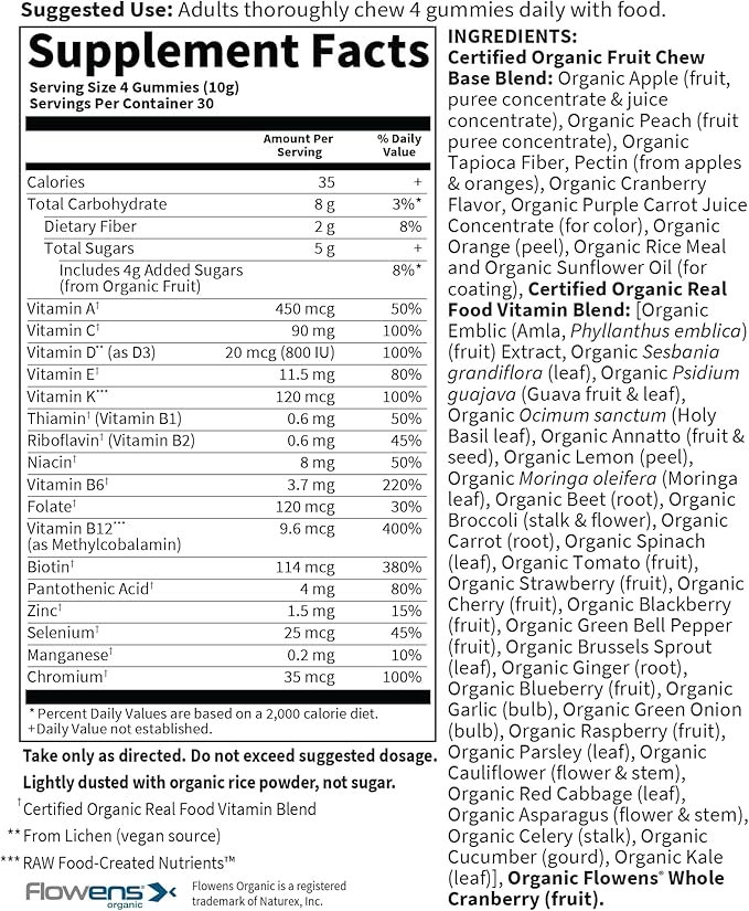 5 Garden of Life Organics Men 40+ Gummy Vitamins - Berry - Certified Organic, Non-GMO, Vegan, Kosher Complete Multi - Methyl B12, C & D3 - Gluten, Soy & Dairy Free, 120 Real Fruit Gummies