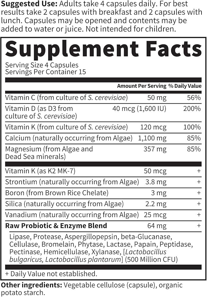 4 Garden of Life Raw Calcium Supplement for Women and Men - Vitamin Code Made from Whole Foods with Magnesium, K2, Vitamin D3 and Vitamin C Plus Probiotics for Digestion, 60 Capsules