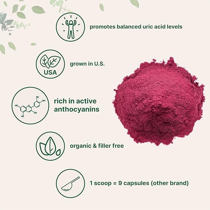 2 Organic Tart Cherry Powder, 4oz | 100% Natural Fruit Powder | US Grown Tart Cherries Source | No Sugar & Additives | Great Flavor for Drinks, Smoothie, & Beverages | Non-GMO & Vegan Friendly