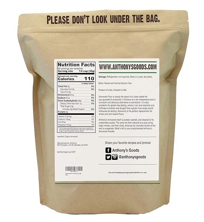1 Anthony's Organic Arrowroot Flour, 4 lb, Batch Tested Gluten Free, Non GMO, Vegan