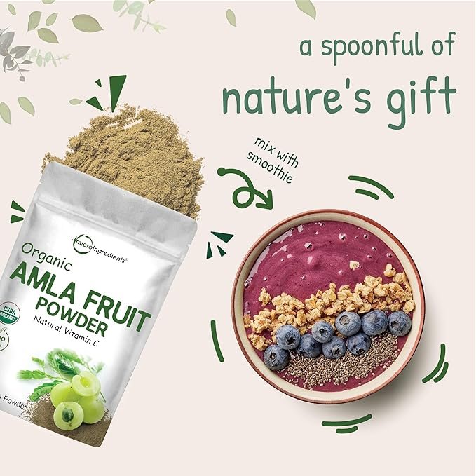 5 Organic Amla Powder (Amalaki) | 32oz, India Origin Gooseberry Powder | Rich in Vitamin C, Antioxidants, Supports Immune, Digestive & Skin Health, Non-GMO, Vegan & Keto Friendly