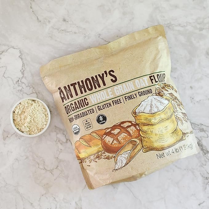 5 Anthony's Organic Whole Grain Oat Flour, 4 lb, Gluten Free, Non GMO, Non Irradiated, Finely Ground, Vegan