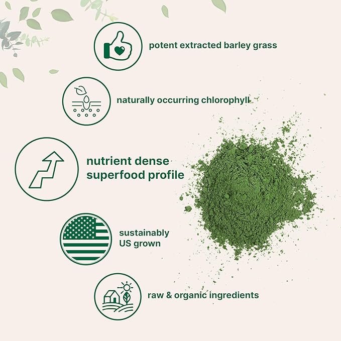 2 Organic Barley Grass Powder, 16 Ounces | US Grown | Rich in Vitamins, Minerals, Fibers, & Antioxidants | Superfood Greens Mix for Immune Health and Digestion Support | Non-GMO