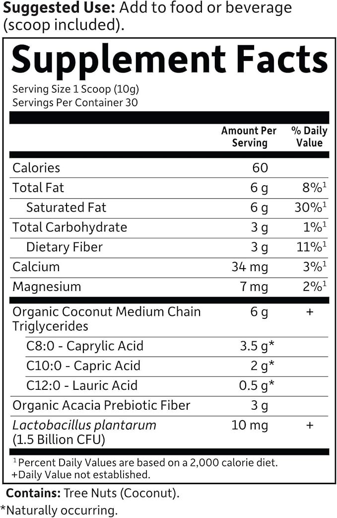 3 Garden of Life Dr. Formulated Keto Organic MCT Powder - 30 Servings, 6g MCTs from Coconuts Plus Prebiotic Fiber & Probiotics, Certified Organic, Non-GMO, Vegan, Gluten Free, Ketogenic & Paleo